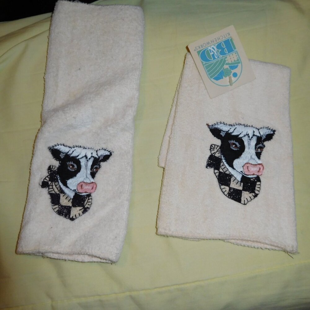 NOS B&D KITCHEN WORSK COW WASHCLOTHS USA MADE MCM VINTAGE